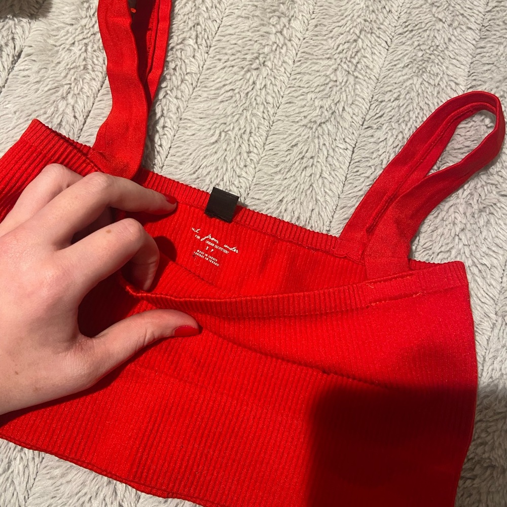 UO Red Ribbed Crop Top 🙃 - Picture 3 of 5